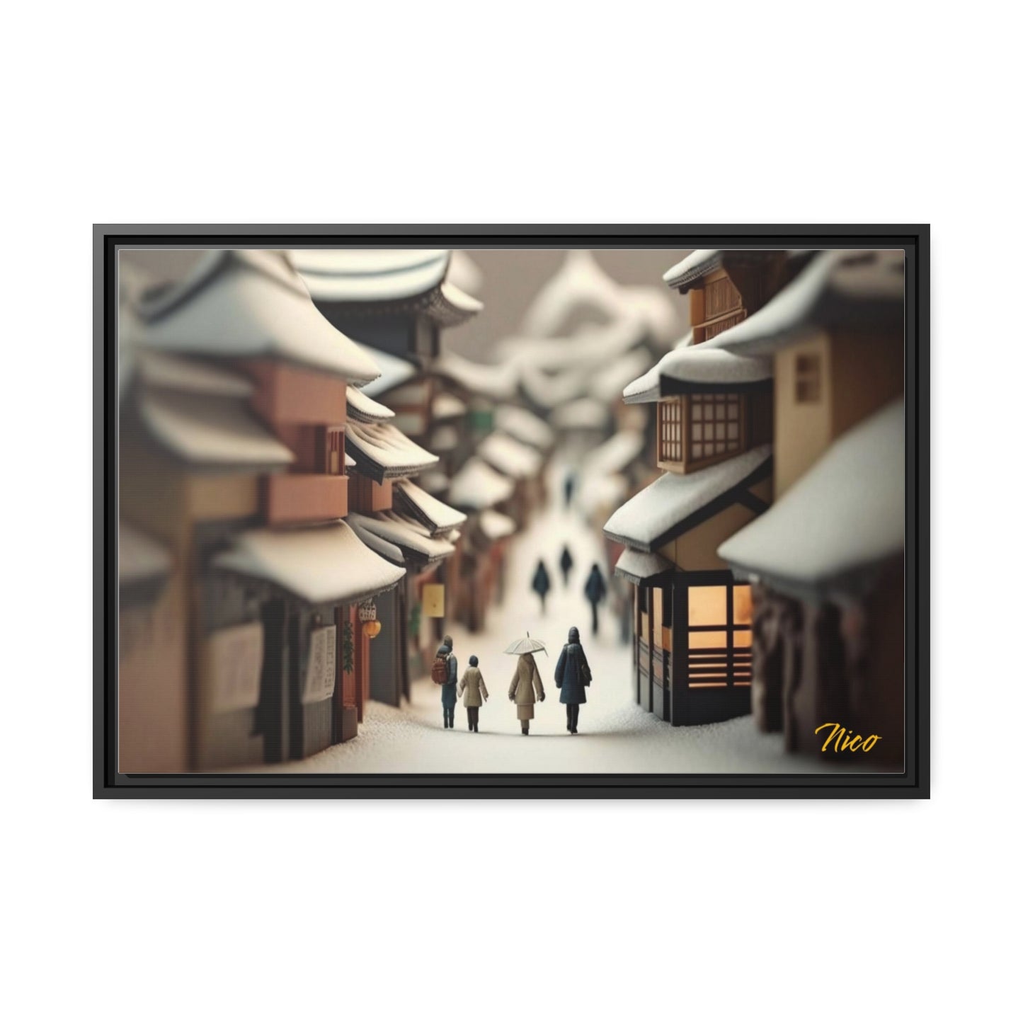 Asian Snow Series Print #6 - Extended Black Framed Canvas Print