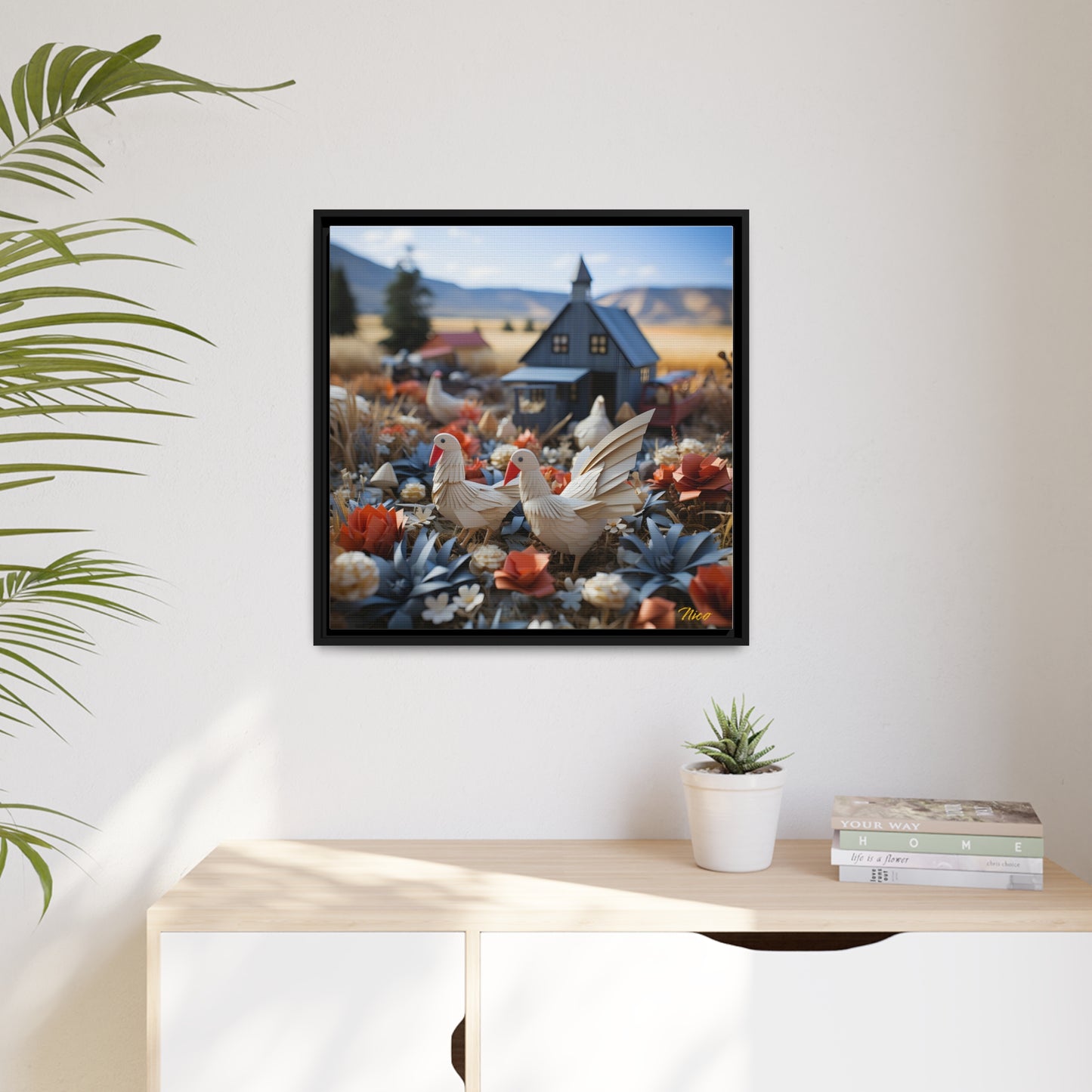 Meadow By The Farm Series Print #6 - Black Framed Canvas Print