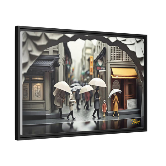 Oriental Rain Series Print #1 - Extended Black Framed Canvas Print