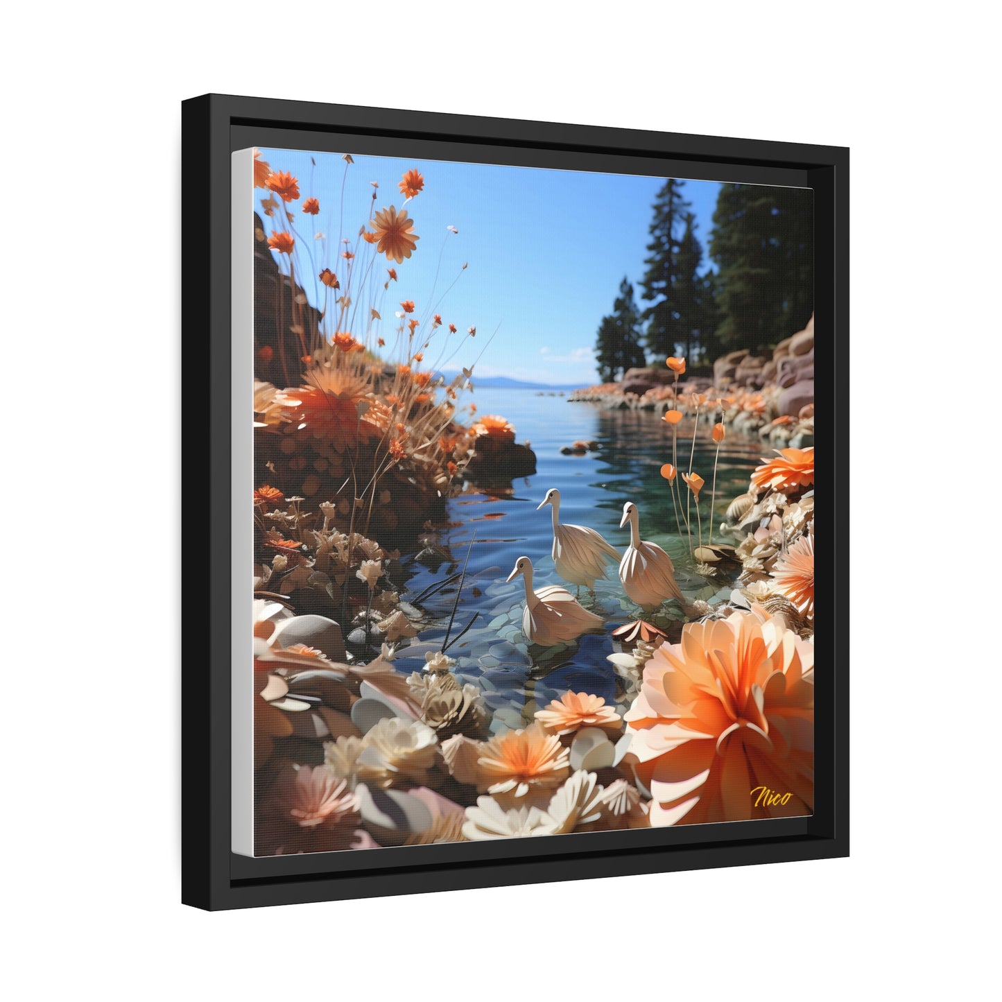 Mountain Lake Series Print #4 - Black Framed Canvas Print