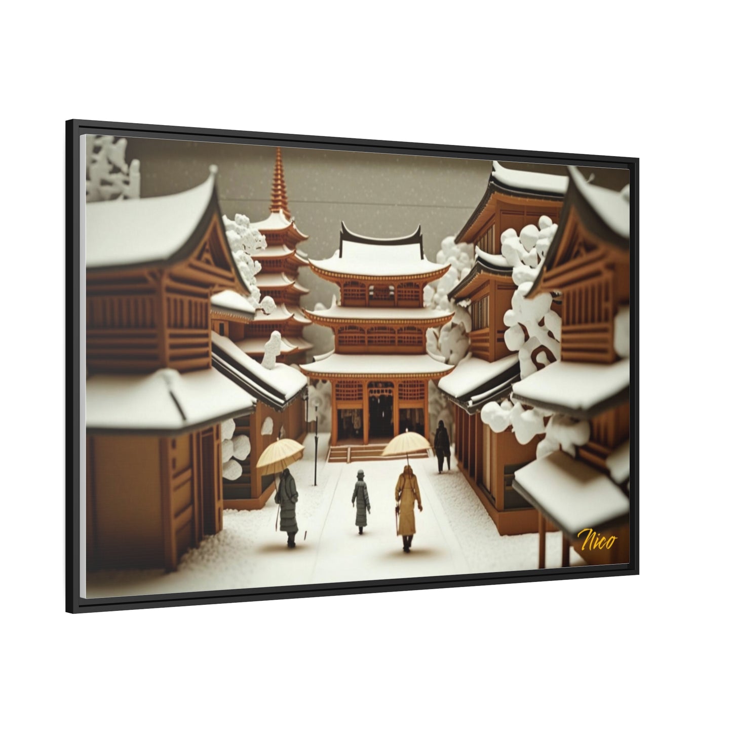 Asian Snow Series Print #10 - Impression sur toile encadrée noire