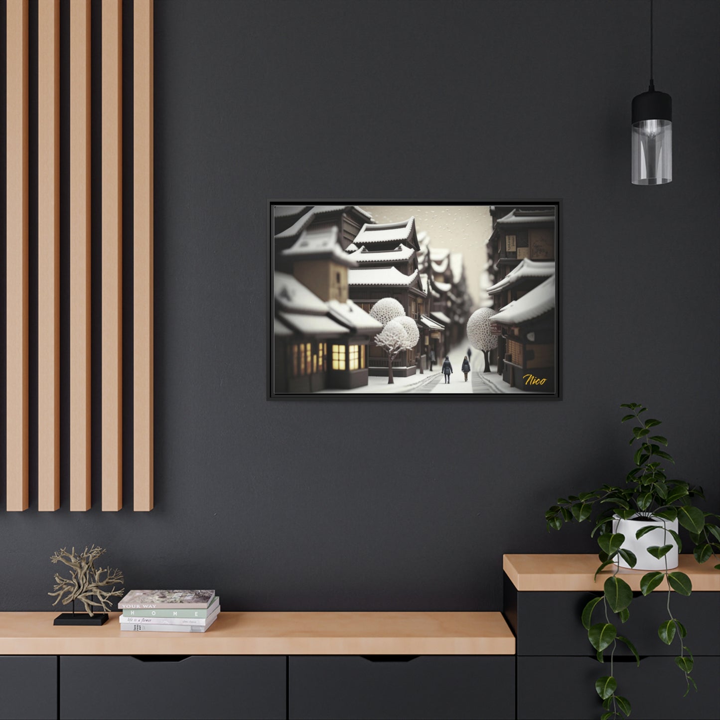 Asian Snow Series Print #7 - Extended Black Framed Canvas Print