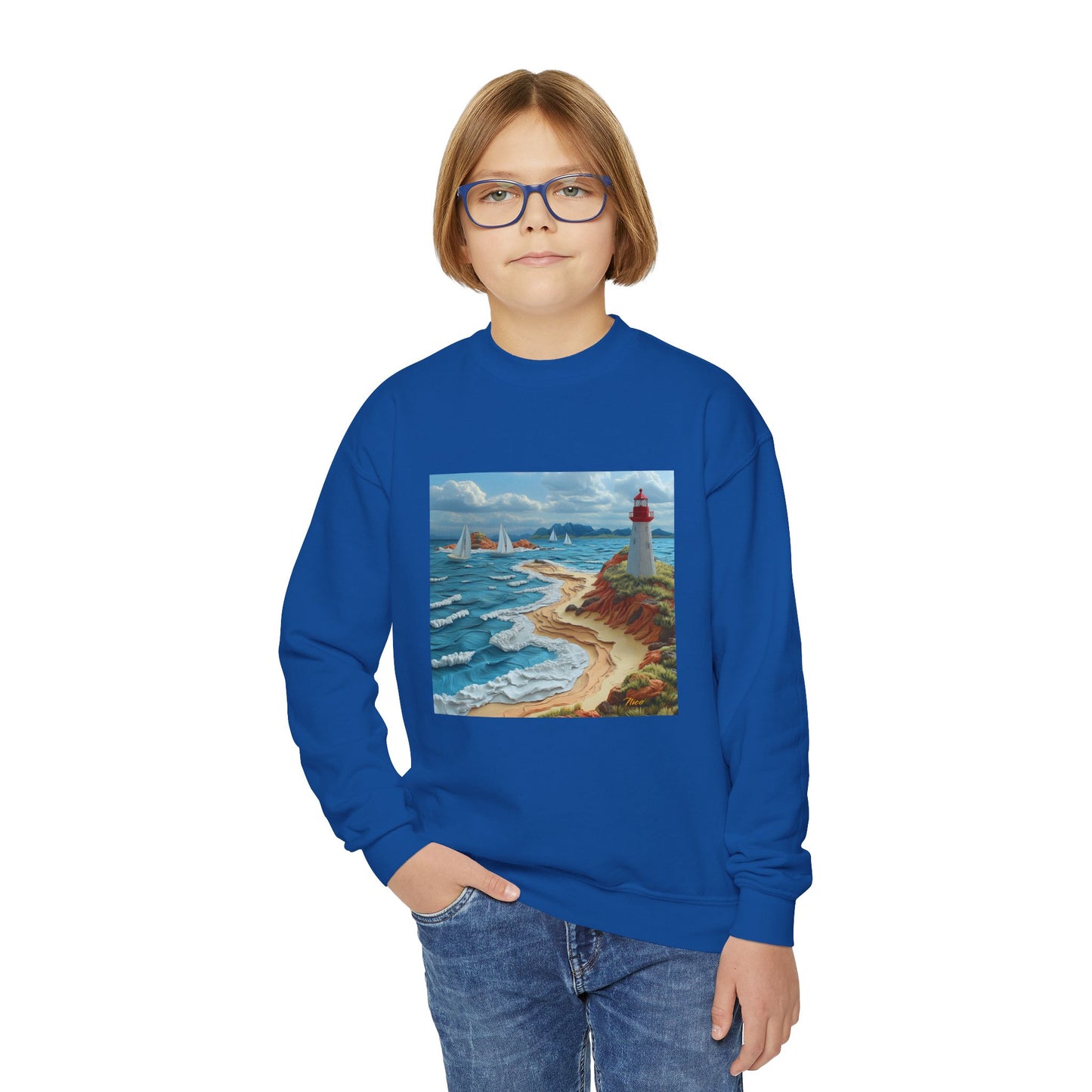 By The Seaside Series Print #4 Youth Crewneck Sweatshirt