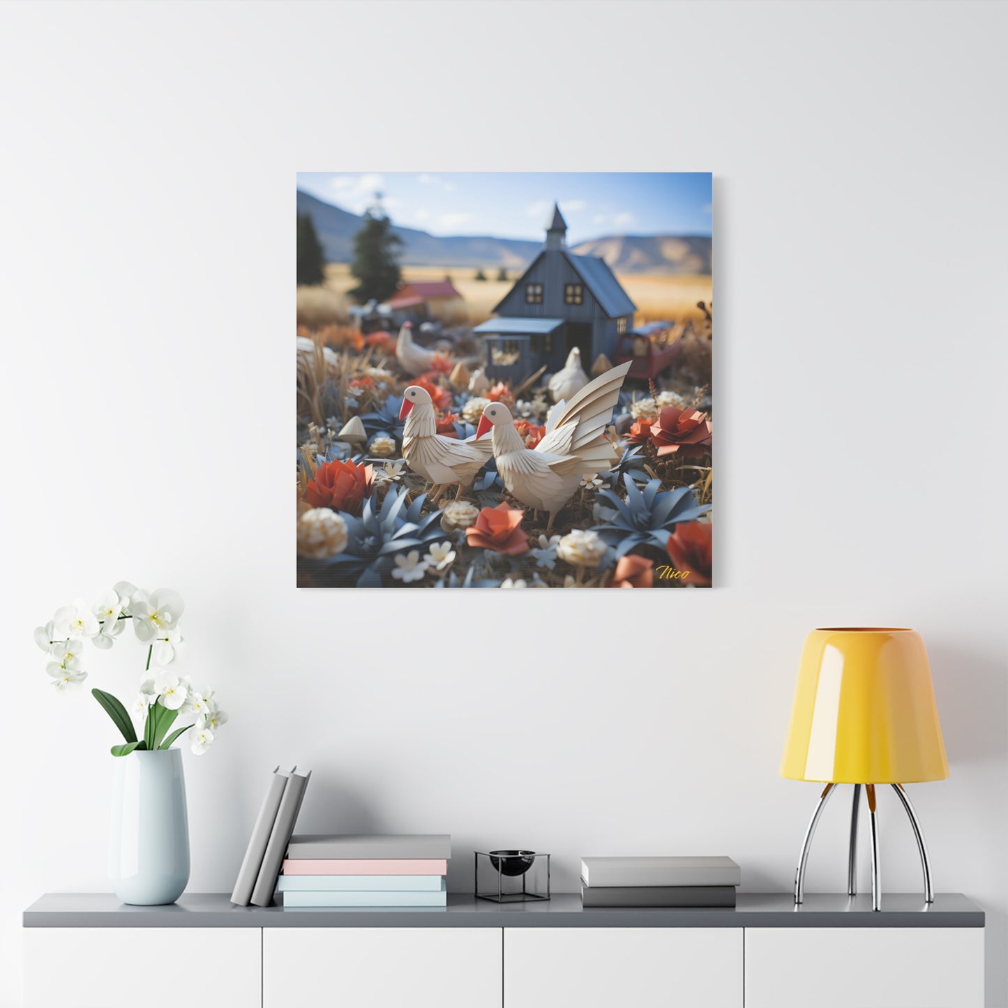 Meadow By The Farm Series Print #6 - Streched Matte Canvas Print, 1.25" Thick