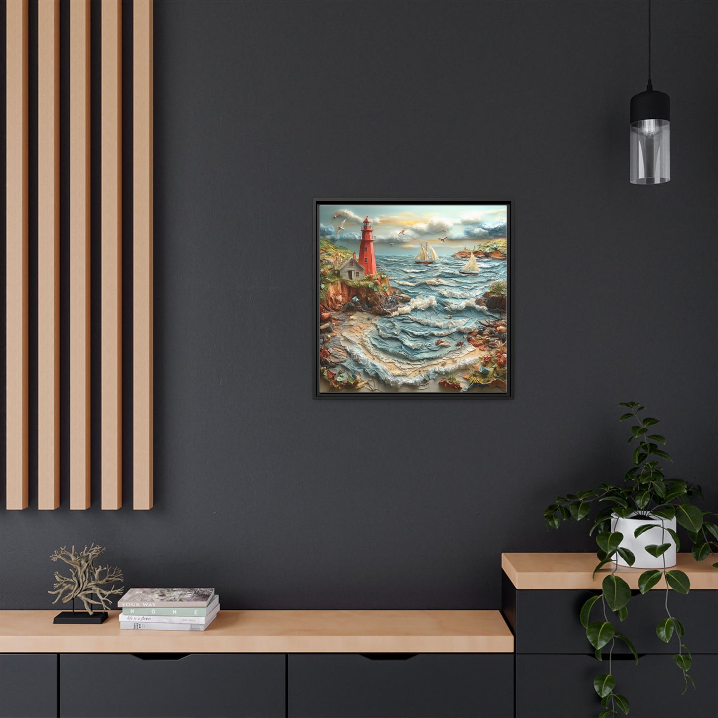 By The Seaside Series Print #2 - Black Framed Canvas Print