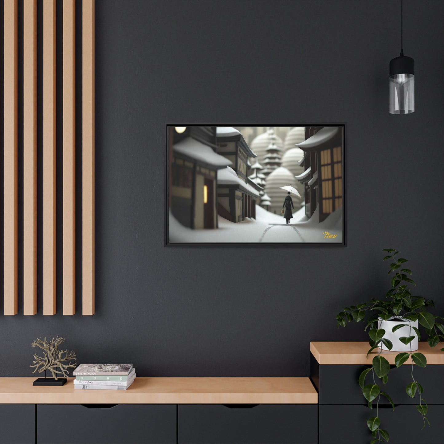 Asian Snow Series Print #4 - Extended Black Framed Canvas Print