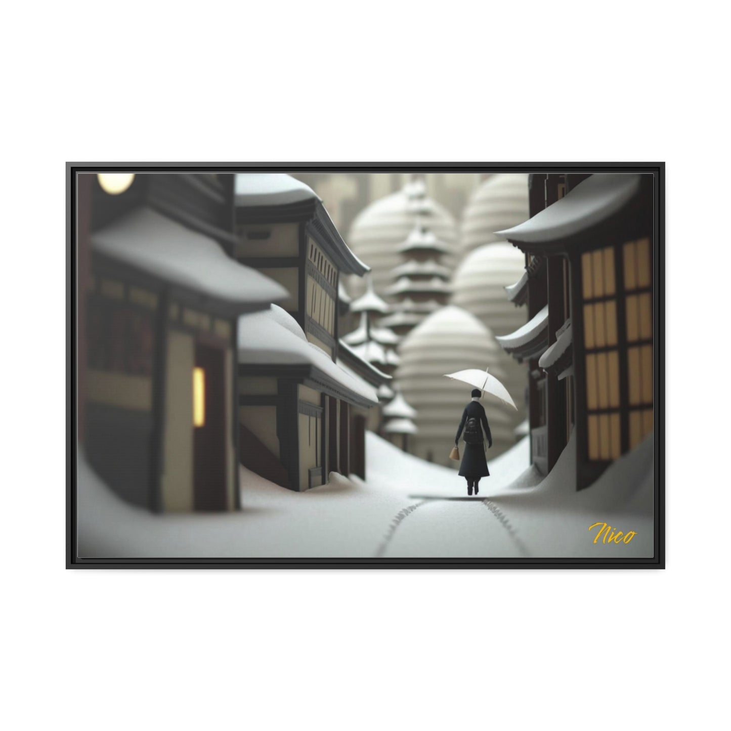 Asian Snow Series Print #4 - Extended Black Framed Canvas Print