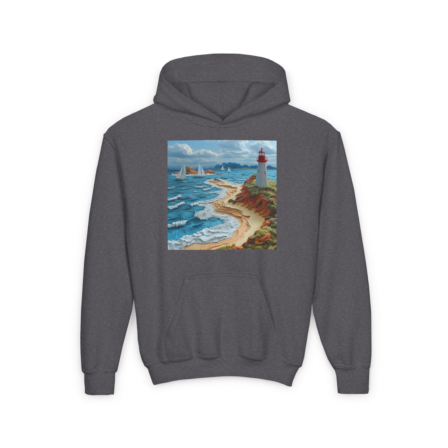 By The Seaside Series Print #4 Youth Heavy Blend Hooded Sweatshirt