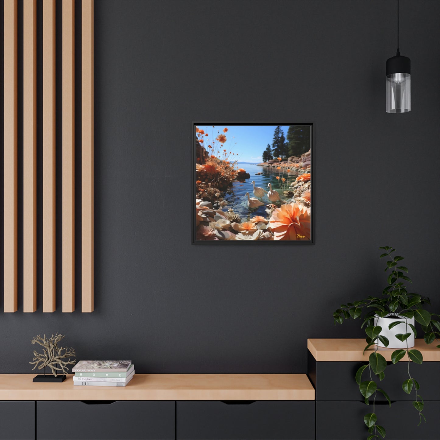 Mountain Lake Series Print #4 - Black Framed Canvas Print