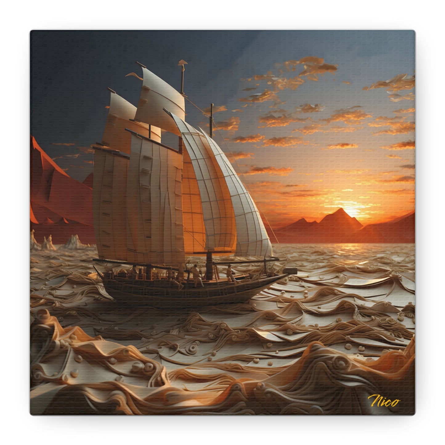 Into The Sunset Series Print #1 - Streched Matte Canvas Print, 1.25" Thick