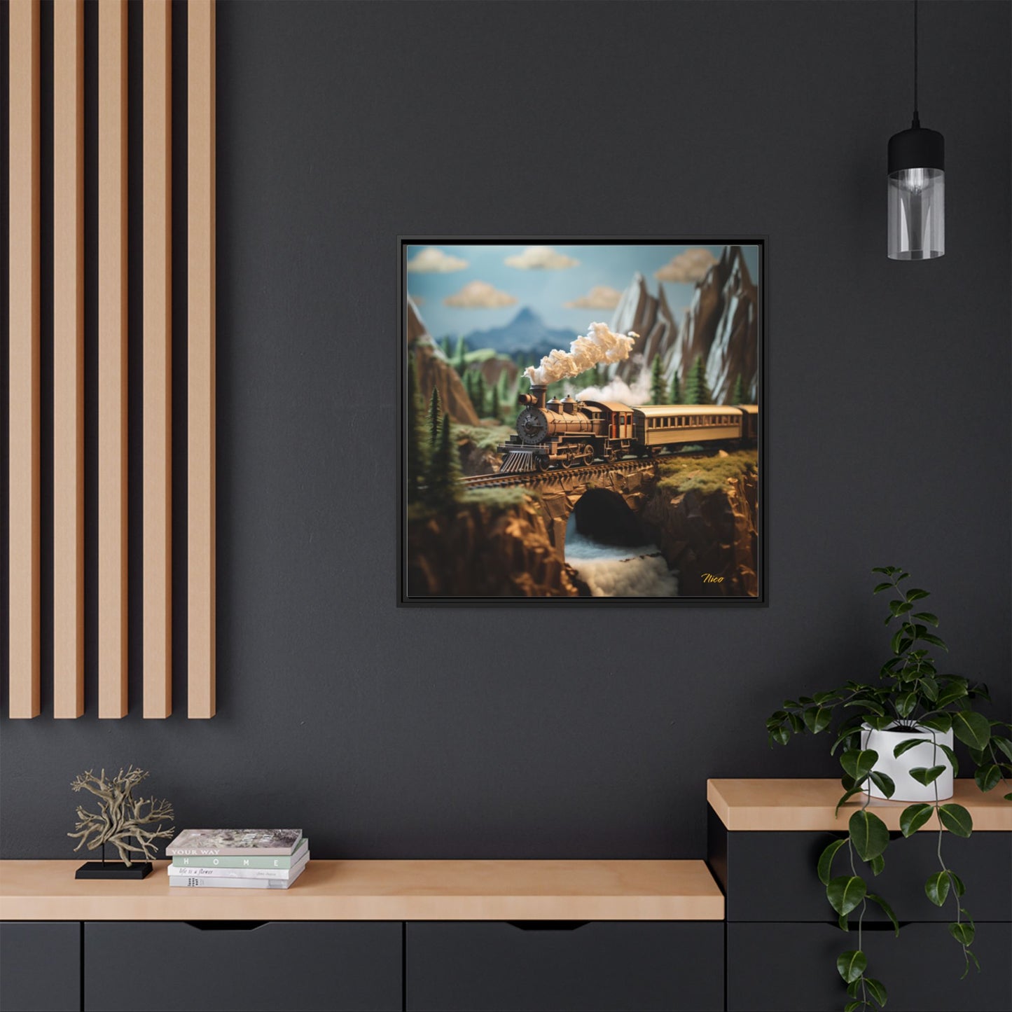 Black Framed Matte Canvas Print #5 - Featuring the Orient Express Series Print #5 by origami artist Nico