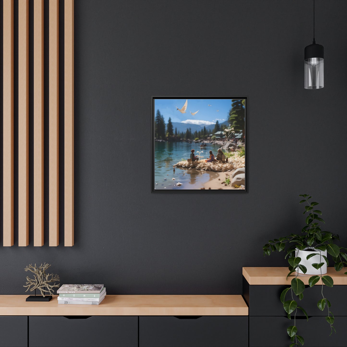 Mountain Lake Series Print #7 - Black Framed Canvas Print