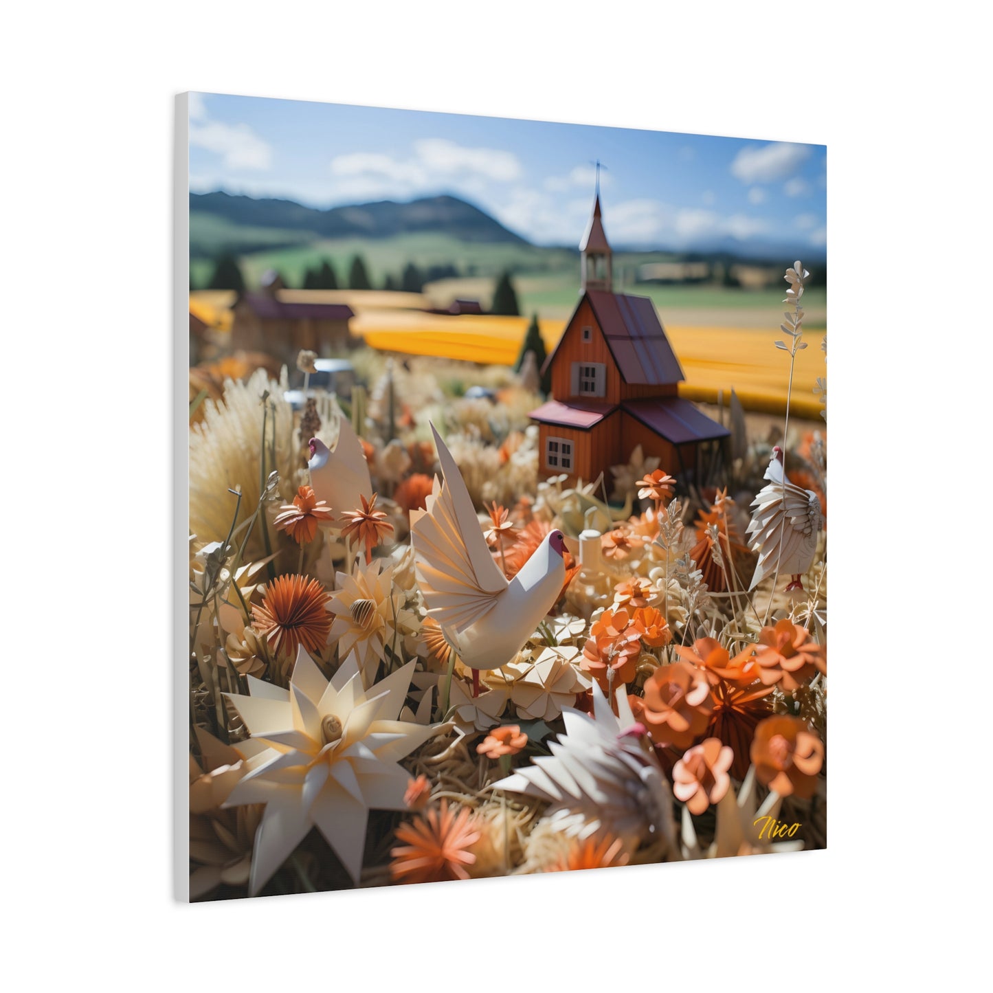 Meadow By The Farm Series Print #7 - Streched Matte Canvas Print, 1.25" Thick