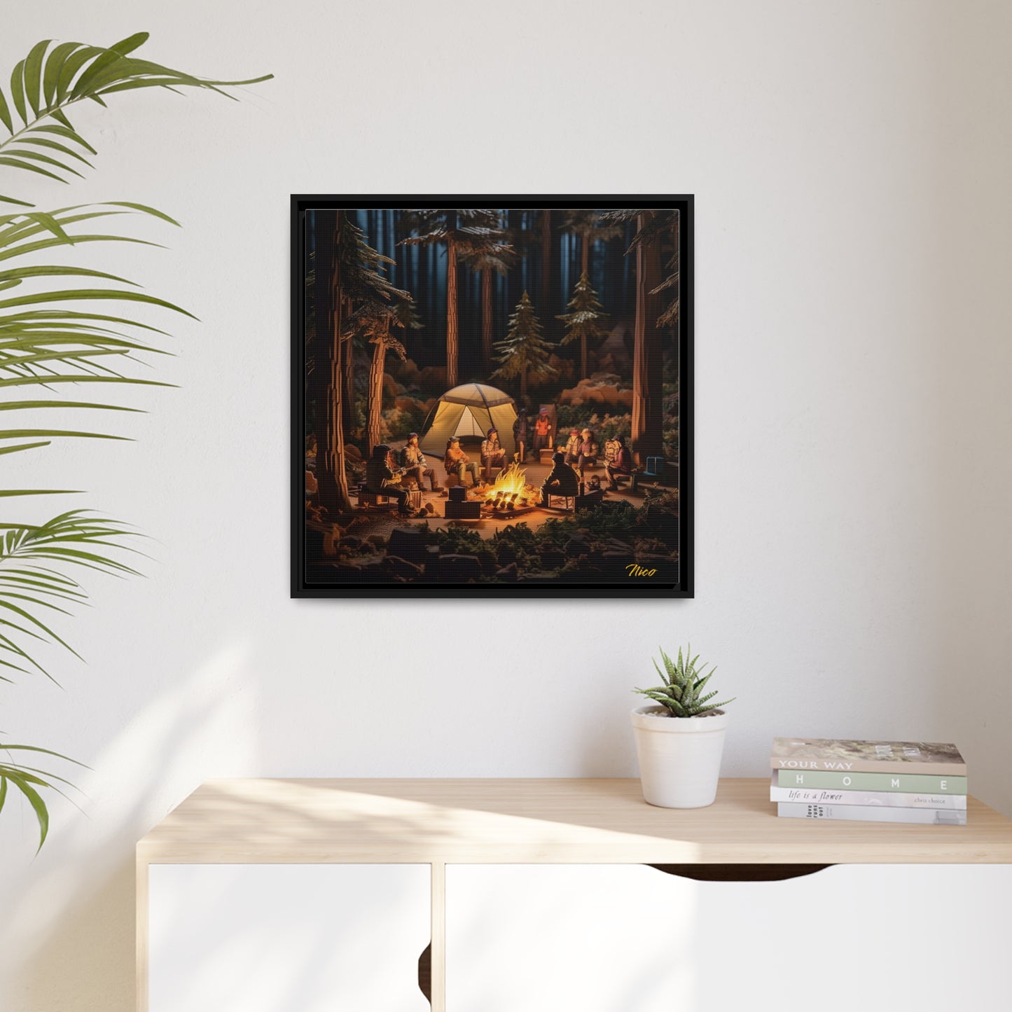 Campfire Series Print #8 - Black Framed Canvas Print