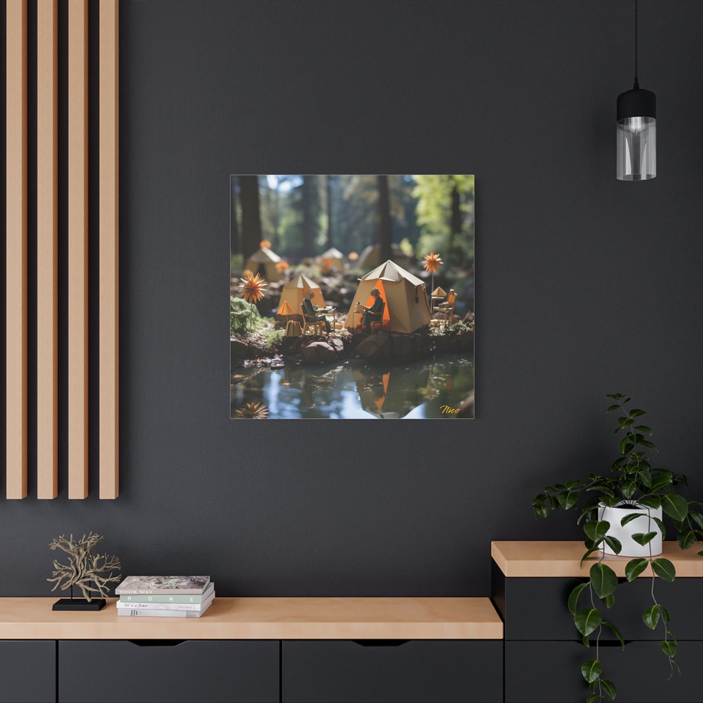 Relaxing By The Brook Series Print #4 - Streched Matte Canvas Print, 1.25" Thick