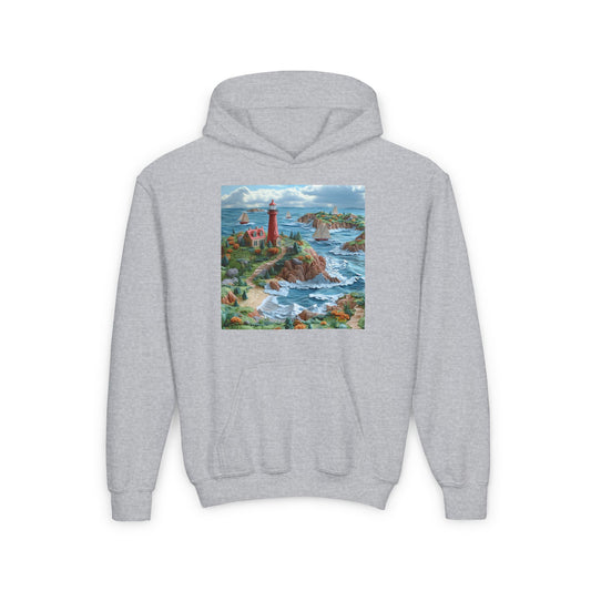 By The Seaside Series Print #6 Youth Heavy Blend Hooded Sweatshirt