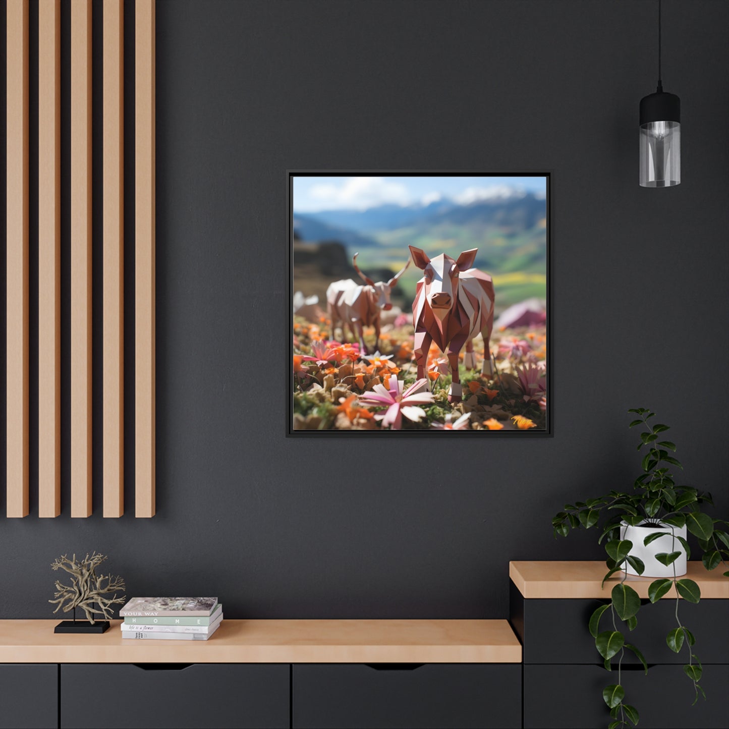 Meadow By The Farm Series Print #1 - Black Framed Canvas Print