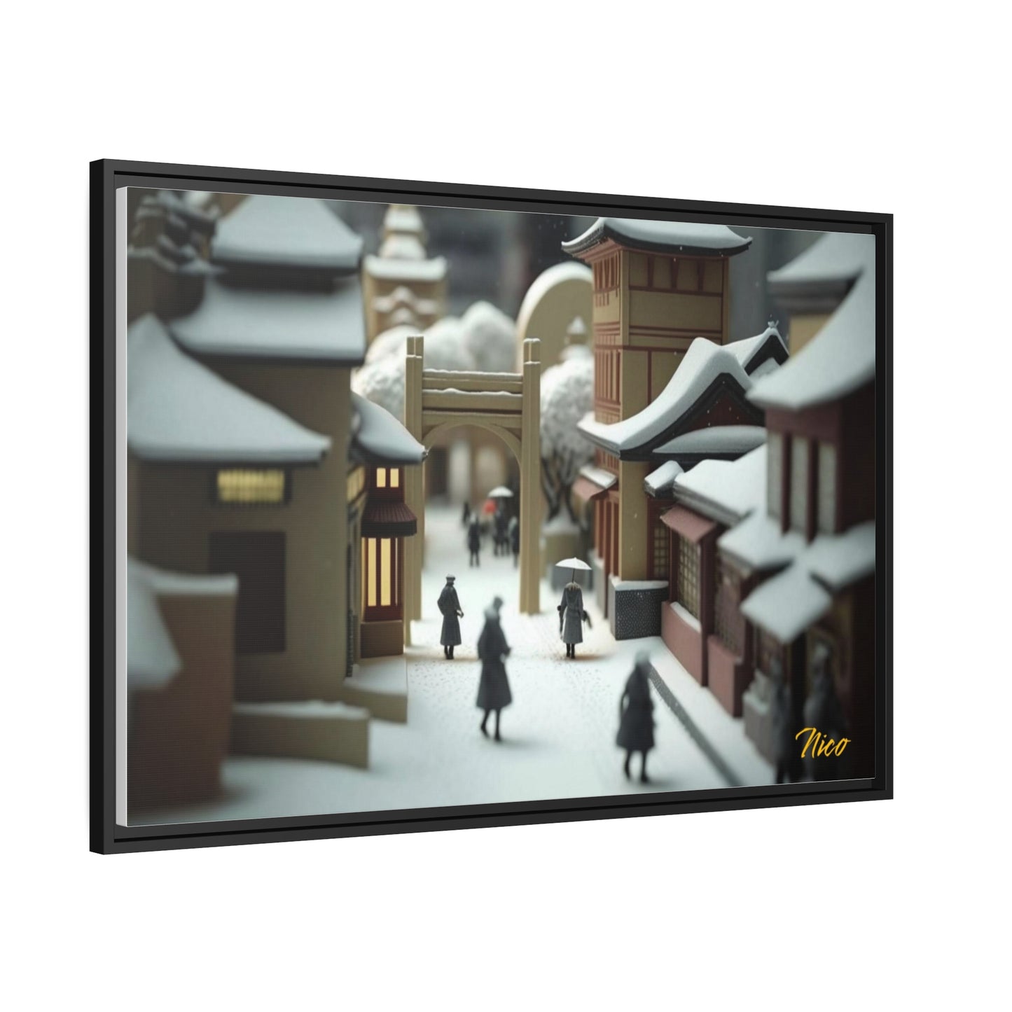 Asian Snow Series Print #9 - Extended Black Framed Canvas Print