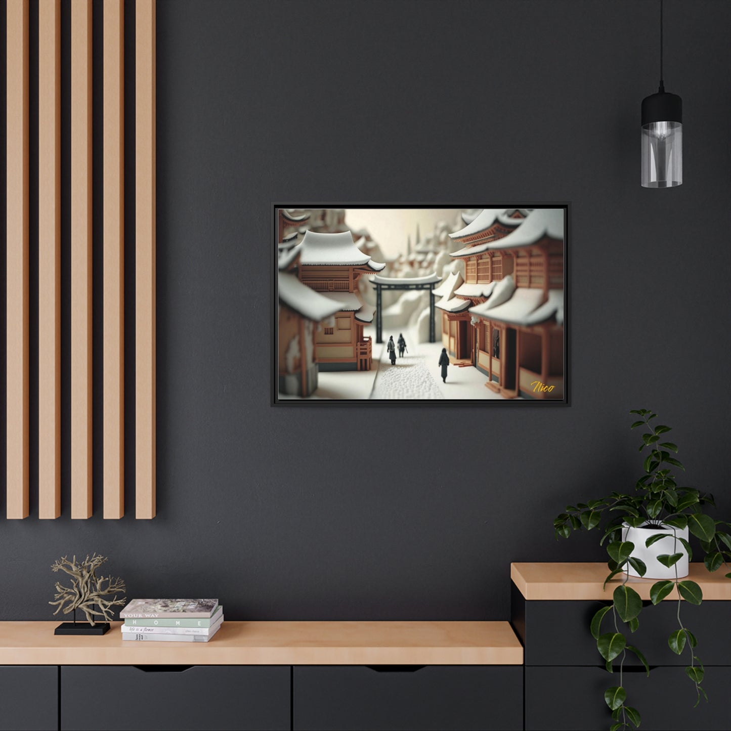 Asian Snow Series Print #2 - Extended Black Framed Canvas Print