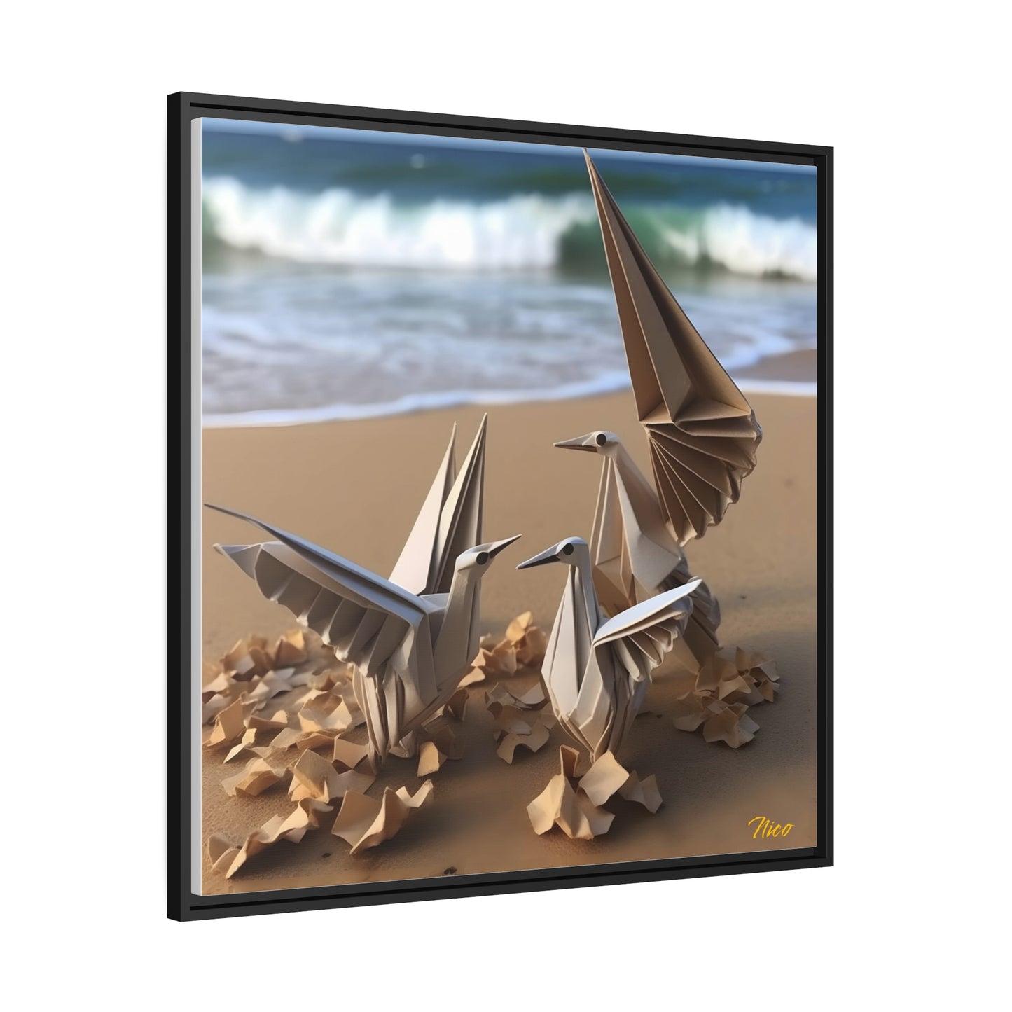 By The Seaside Series Print #1 - Black Framed Canvas Print