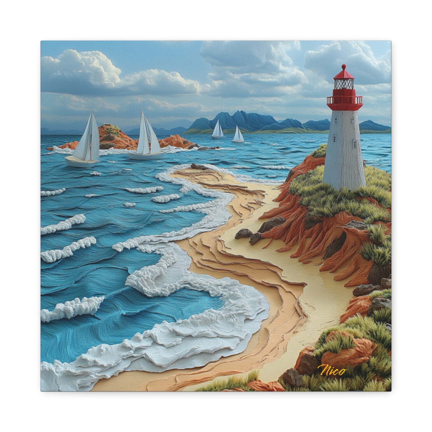 By The Seaside Series Print #4 - Streched Matte Canvas Print, 1.25" Thick