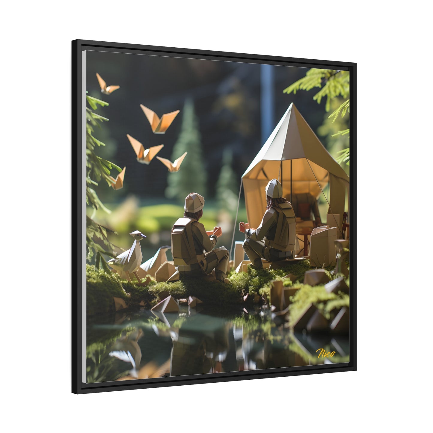 Relaxing By The Brook Series Print #5 - Black Framed Canvas Print