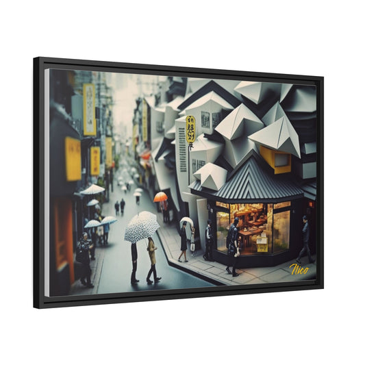 Oriental Rain Series Print #3 - Extended Black Framed Canvas Print