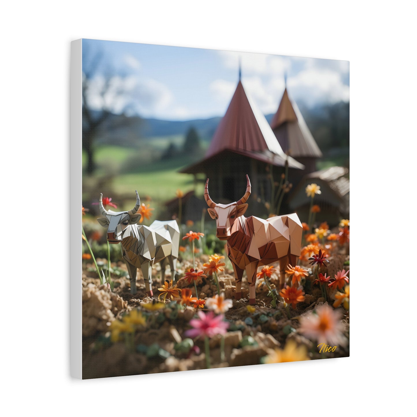 Meadow By The Farm Series Print #8 - Streched Matte Canvas Print, 1.25" Thick