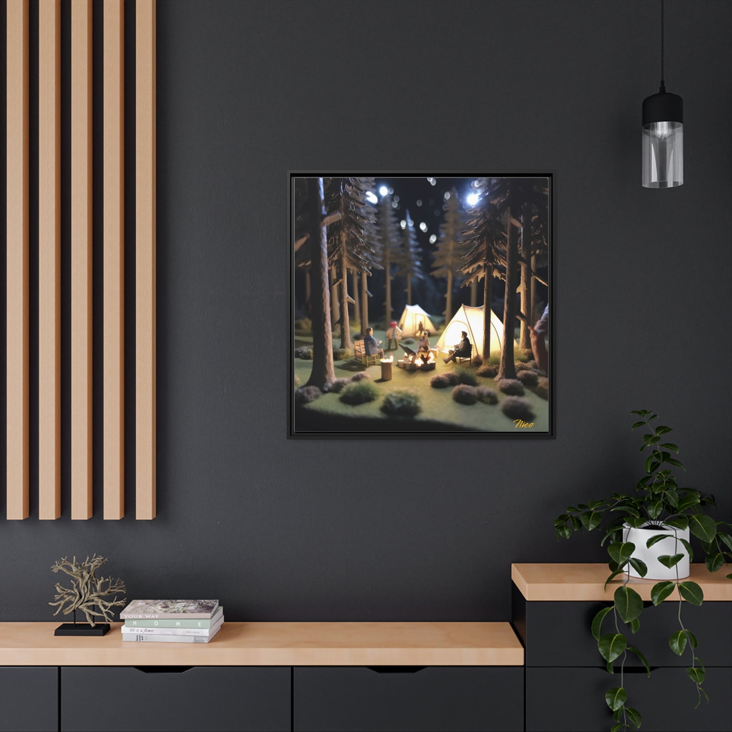 Campfire Series Print #7 - Black Framed Canvas Print