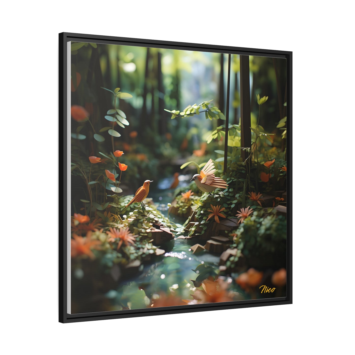 Relaxing By The Brook Series Print #6 - Black Framed Canvas Print