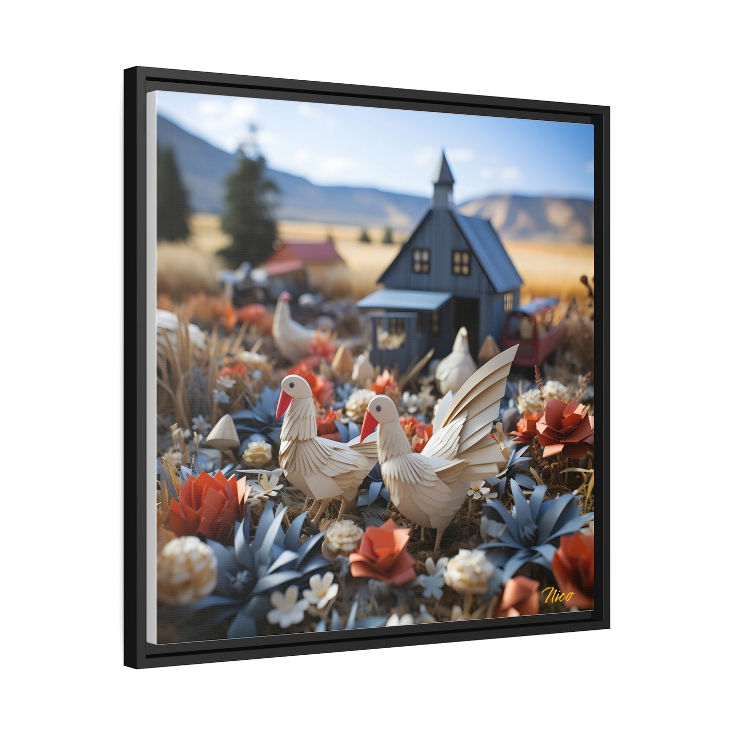 Meadow By The Farm Series Print #6 - Black Framed Canvas Print