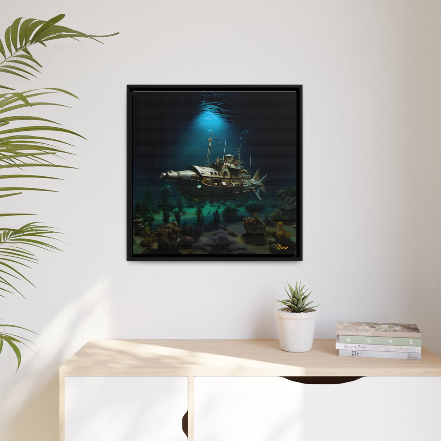 20,000 Under The Sea Series Print #7 - Black Framed Canvas Print