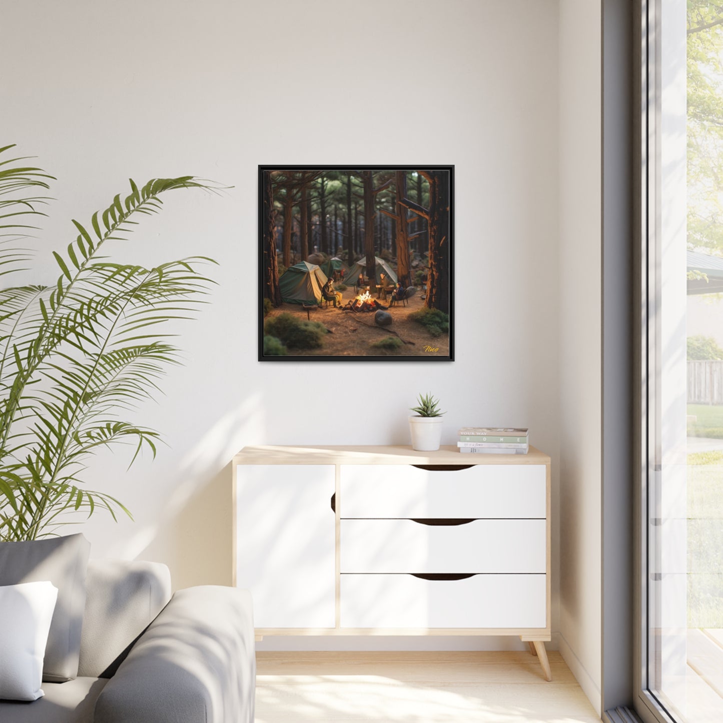 Campfire Series Print #1 - Black Framed Canvas Print