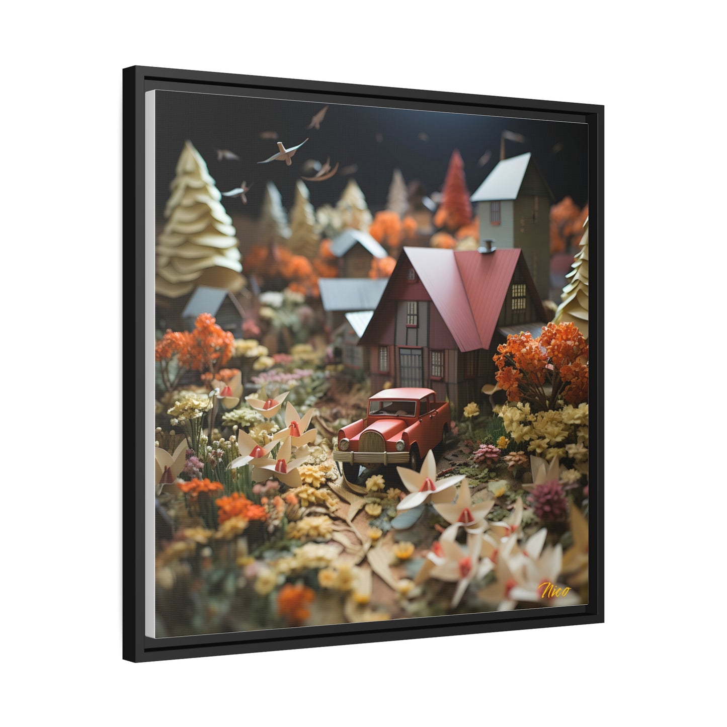 Meadow By The Farm Series Print #2 - Black Framed Canvas Print