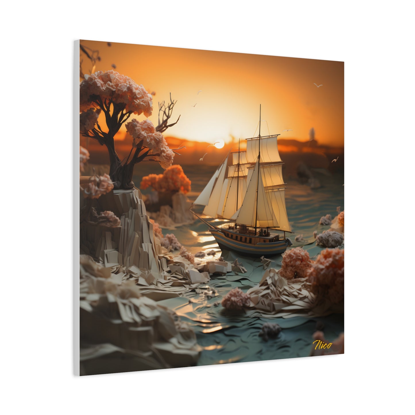 Into The Sunset Series Print #3 - Streched Matte Canvas Print, 1.25" Thick