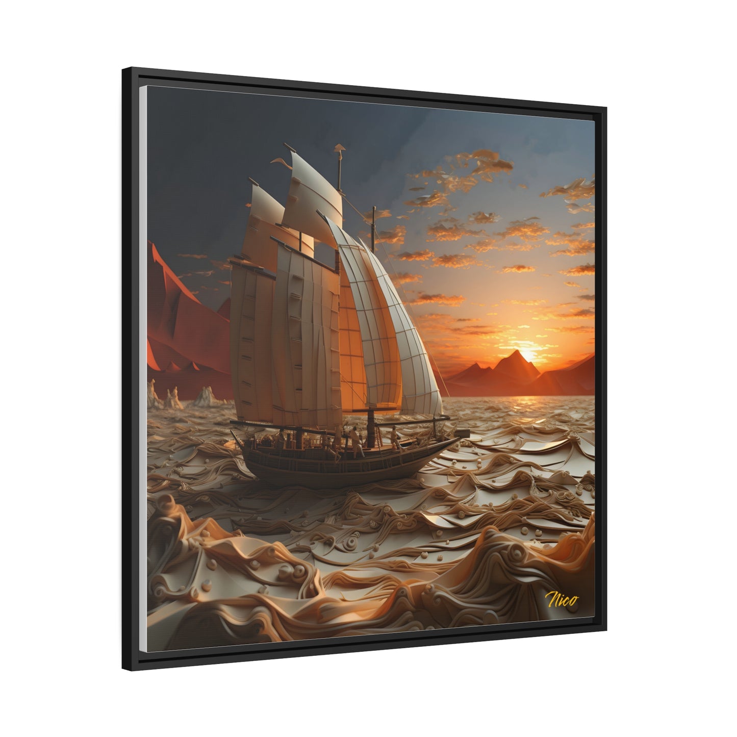 Into The Sunset Series Print #1 - Black Framed Canvas Print