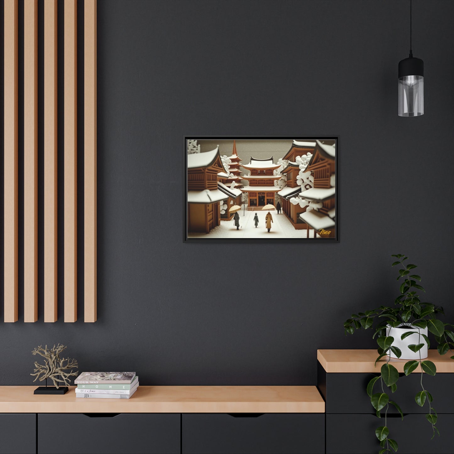 Asian Snow Series Print #10 - Extended Black Framed Canvas Print