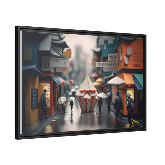 Oriental Rain Series Print #4 - Extended Black Framed Canvas Print