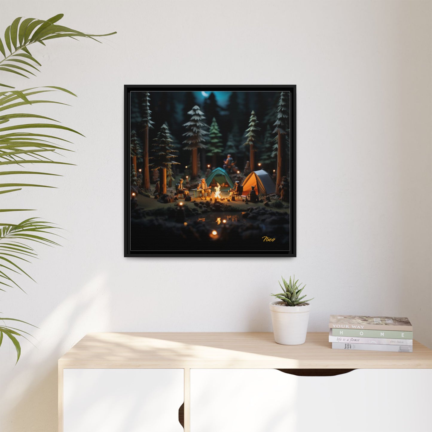 Under The Starry Skies Series Print #3 - Black Framed Canvas Print