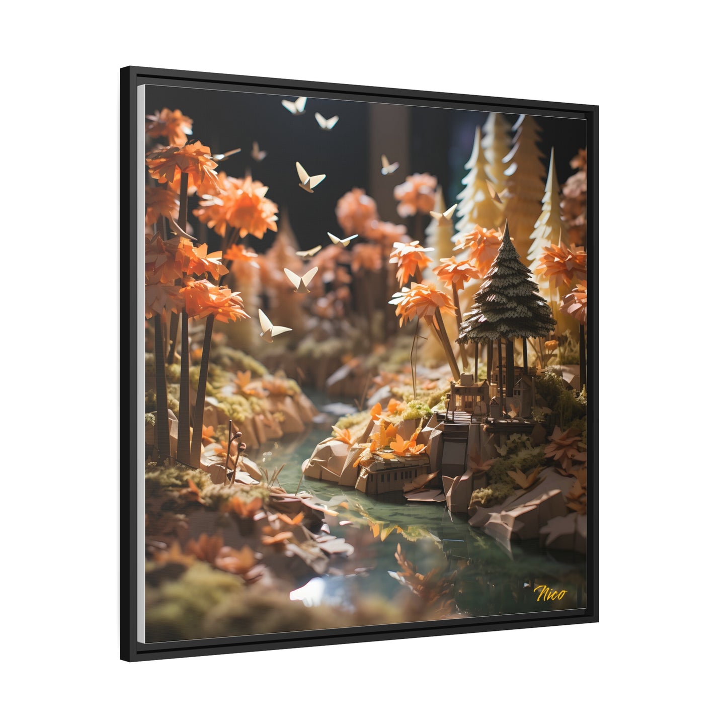 Relaxing By The Brook Series Print #3 - Black Framed Canvas Print