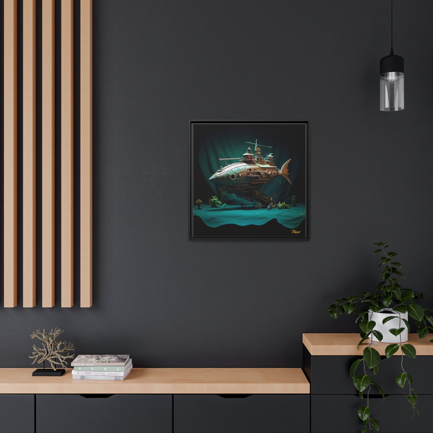 20,000 Under The Sea Series Print #2 - Black Framed Canvas Print