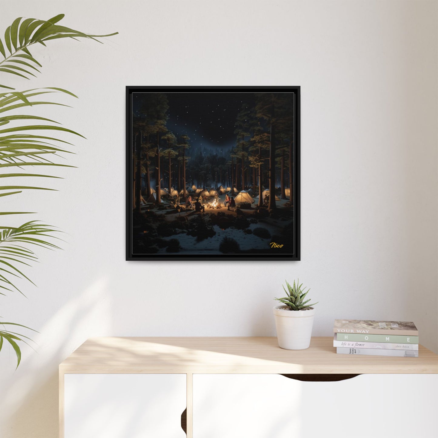 Under The Starry Skies Series Print #5 - Black Framed Canvas Print