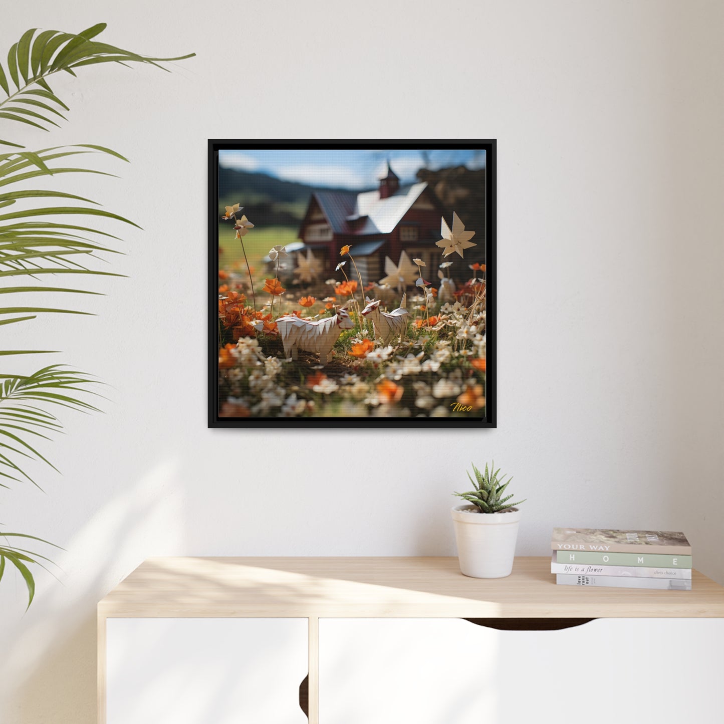 Meadow By The Farm Series Print 10 - Black Framed Canvas Print