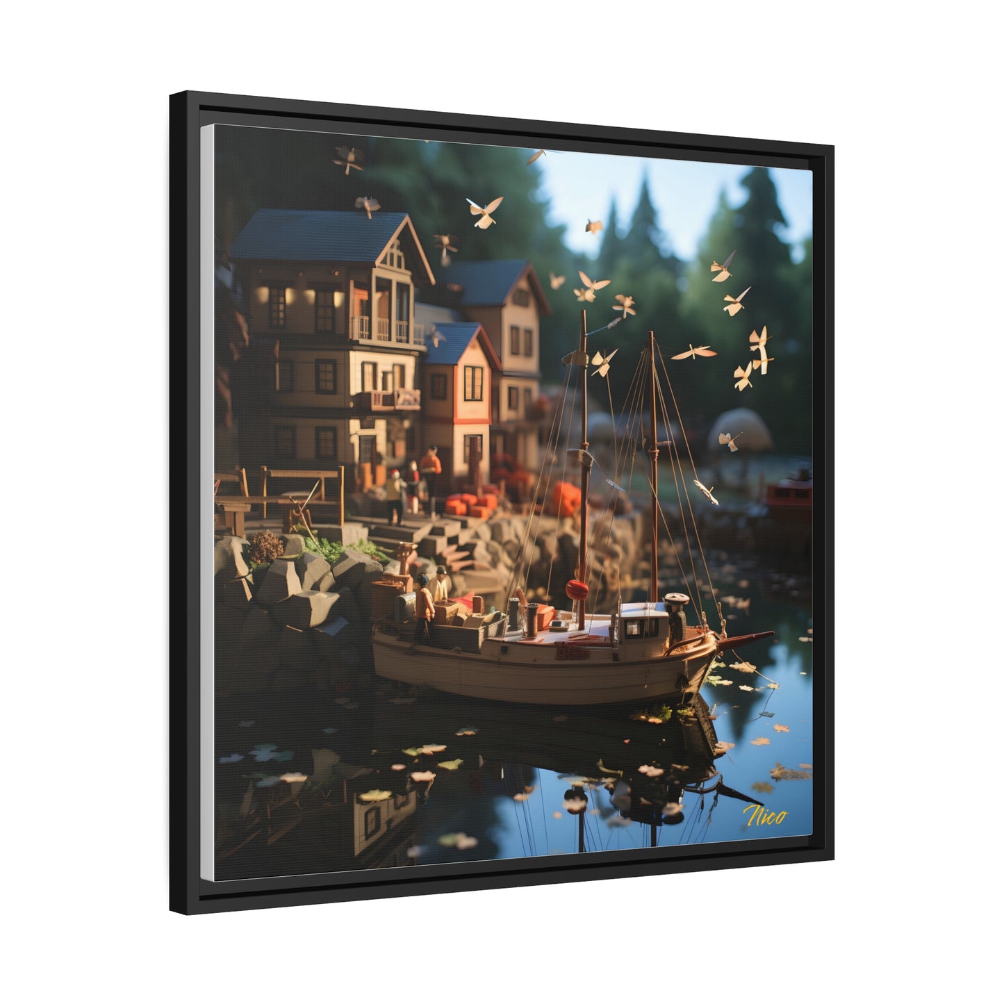 On The Docks By The Bay Series Print #7 - Black Framed Canvas Print