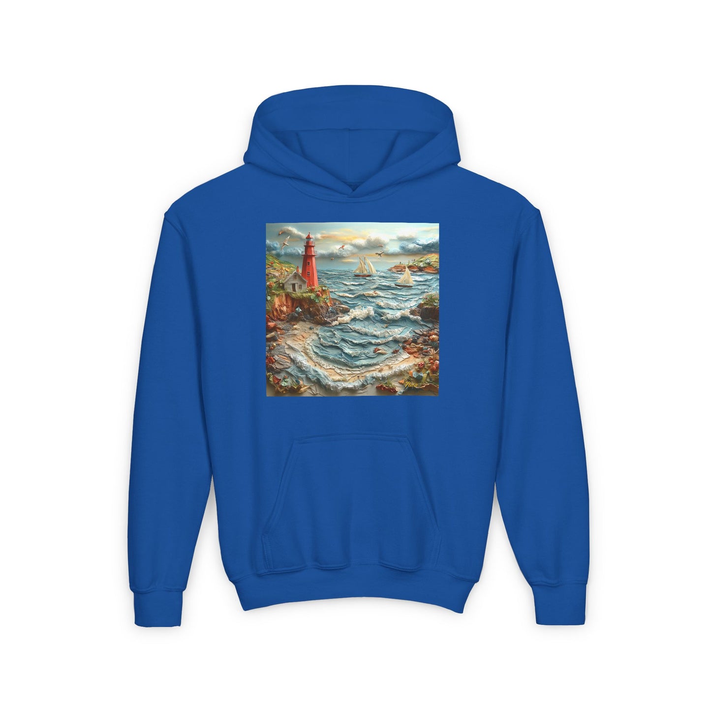 By The Seaside Series Print #2 Youth Heavy Blend Hooded Sweatshirt