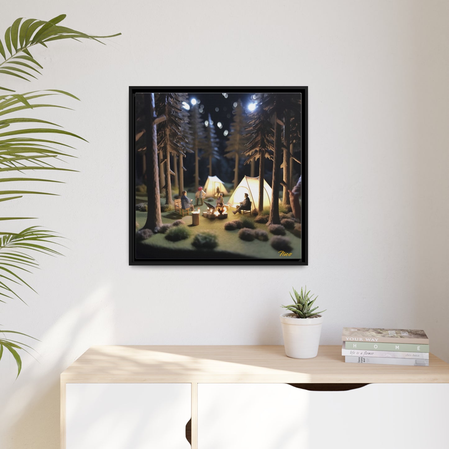 Campfire Series Print #7 - Black Framed Canvas Print