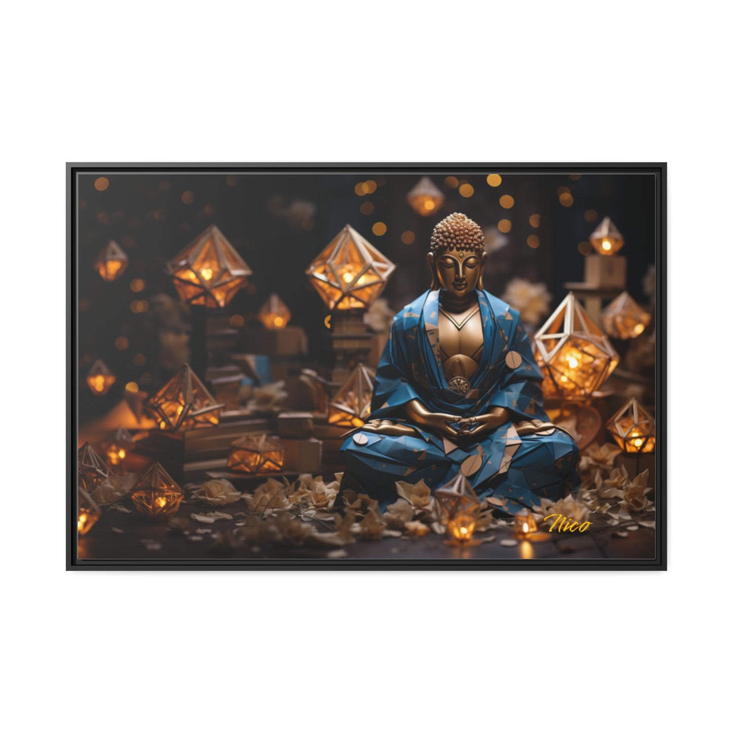 Ascending Buddha Series Print #3 - Black Framed Canvas Print