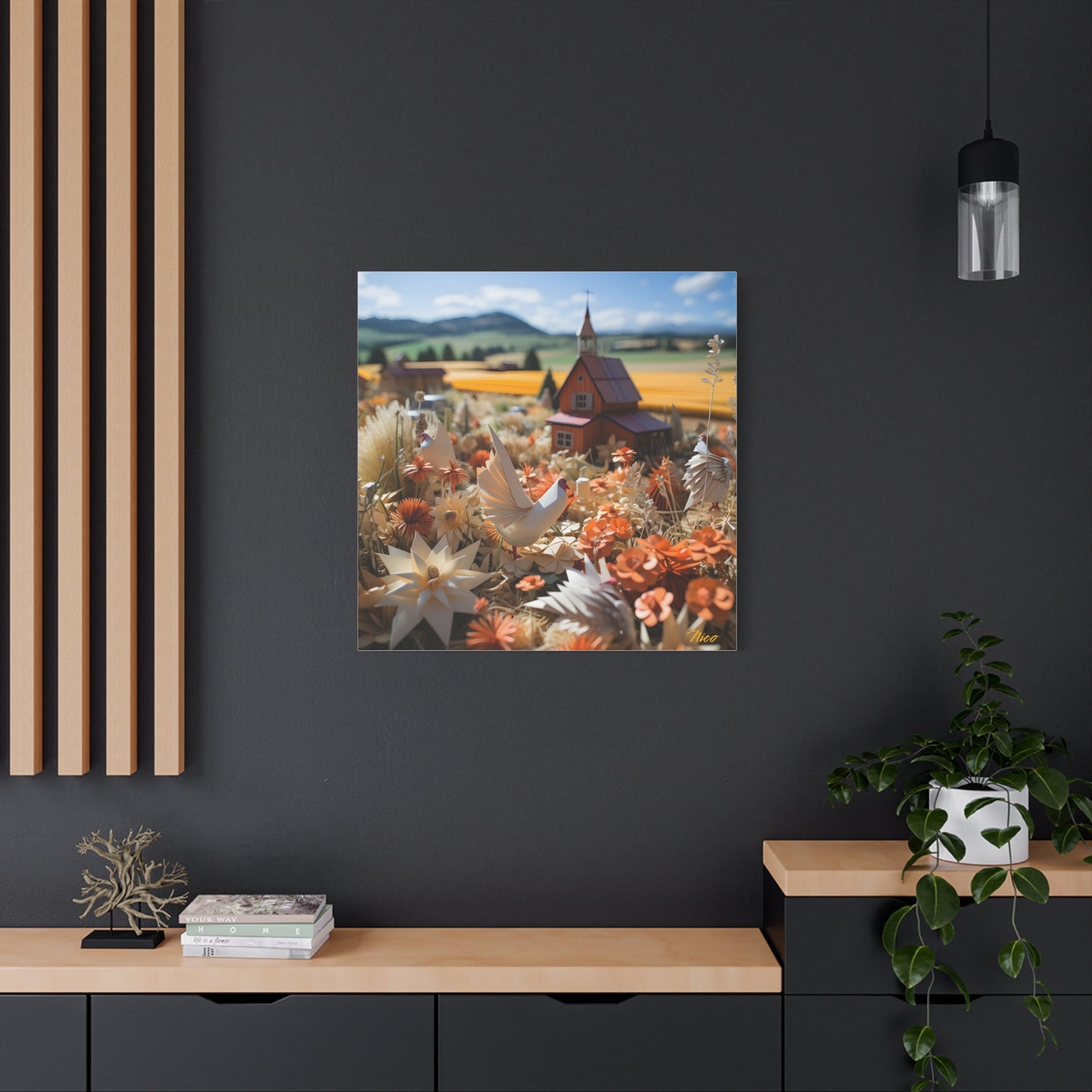 Meadow By The Farm Series Print #7 - Streched Matte Canvas Print, 1.25" Thick