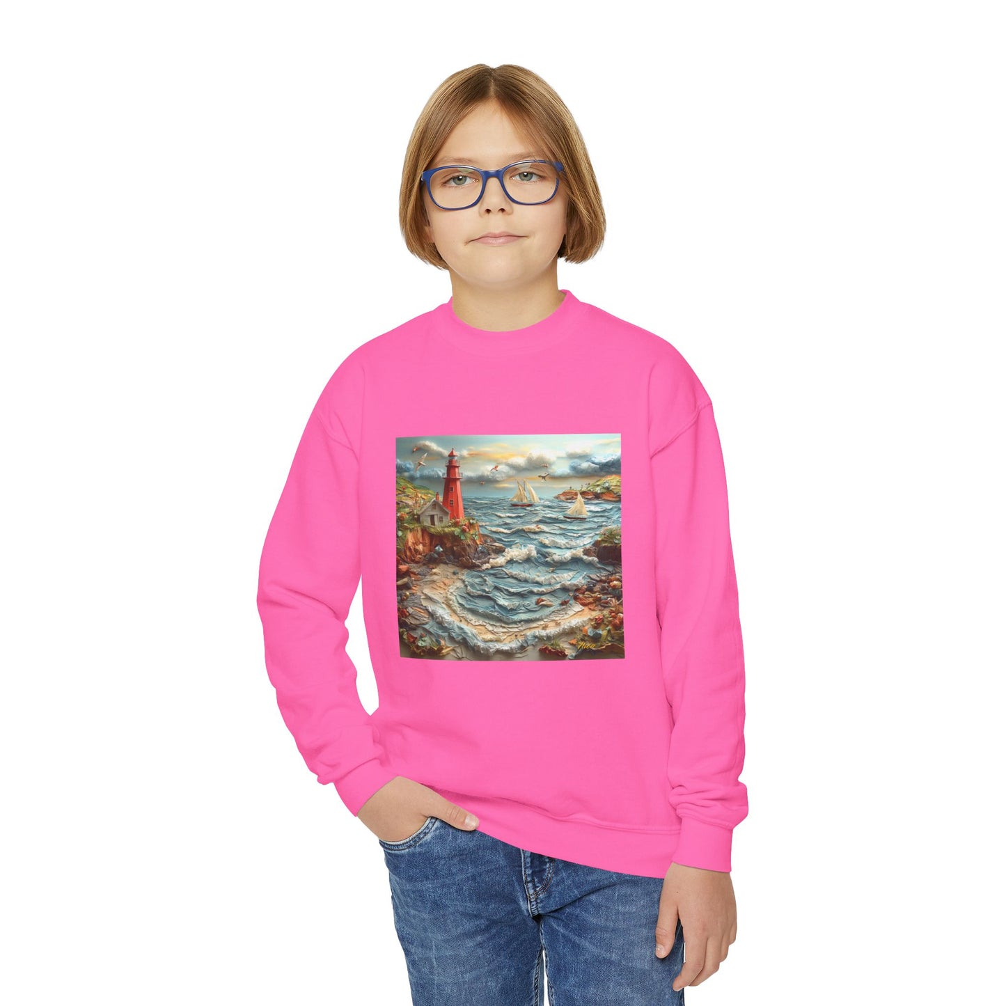 By The Seaside Series Print #2 Youth Crewneck Sweatshirt