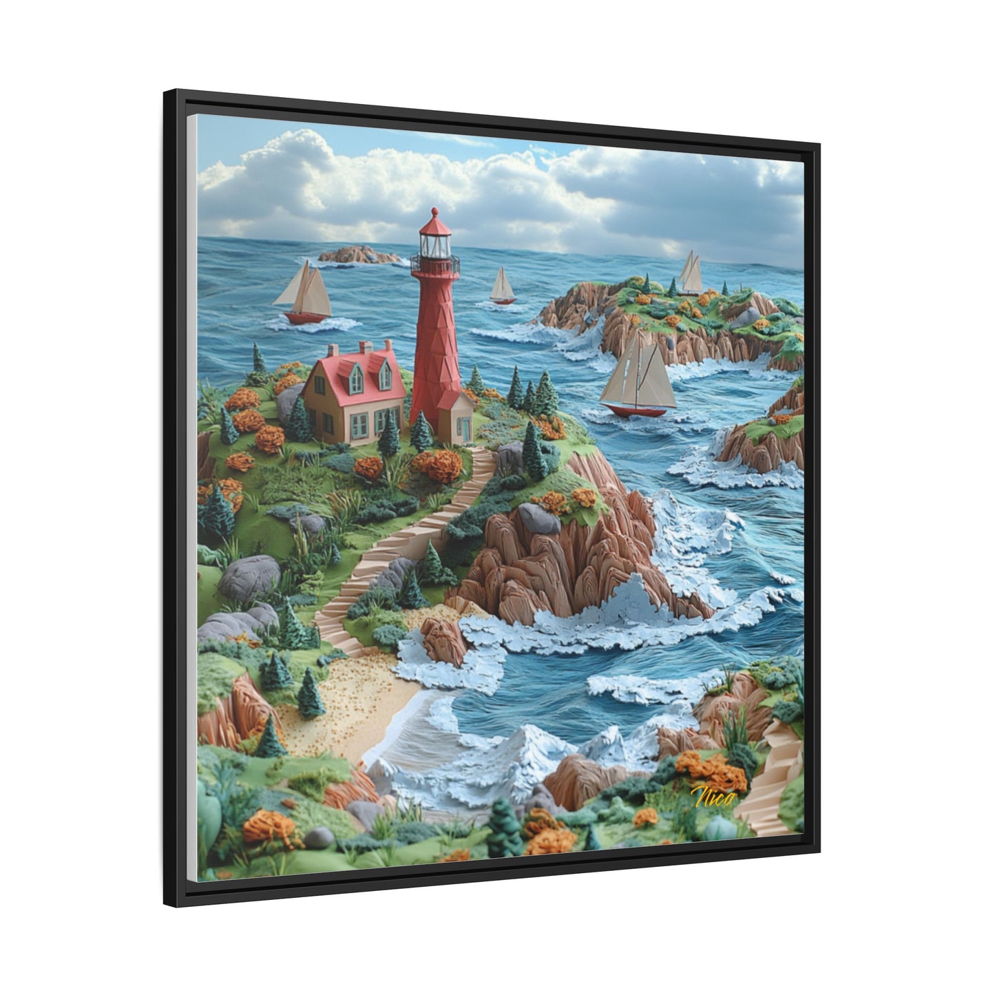 By The Seaside Series Print #6 - Black Framed Canvas Print